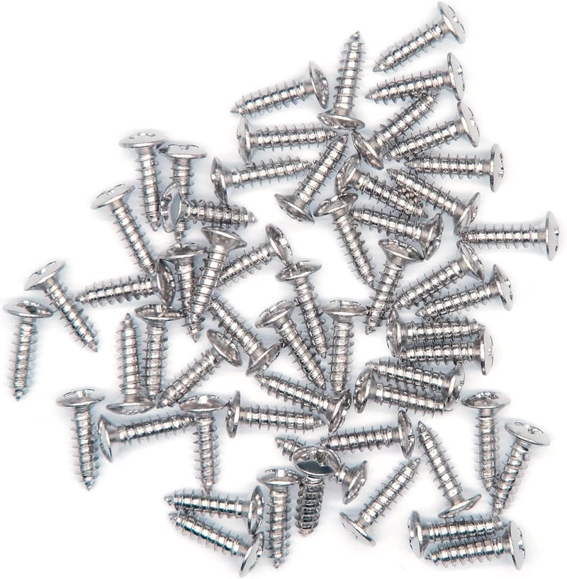 harpfeas 3MM Electric Guitar Bass Pickguard Screws Pick Guards Scratch Plate Mounting Screws for Fender Strat ST Tele TL Stratocaster Telecaster Gibson LP Les Paul SG Guitar Pack of 50 (Chrome) - Image 2
